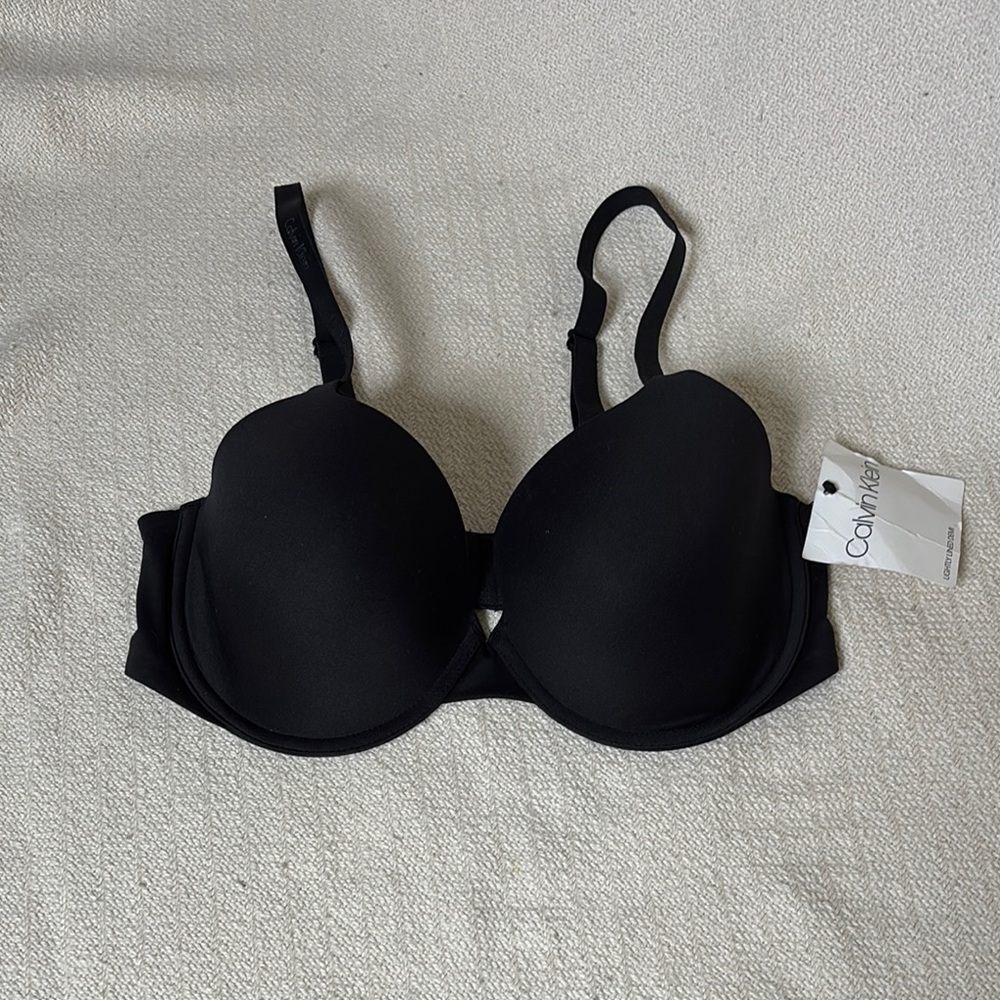 Calvin Klein Lightly Lined Demi Black Underwire Bra with Adjustable Straps